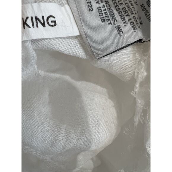 UGG A Pair King White Pillowcases 100% Linen Pillow frayed edge Frill Edge - Picture 7 of 9